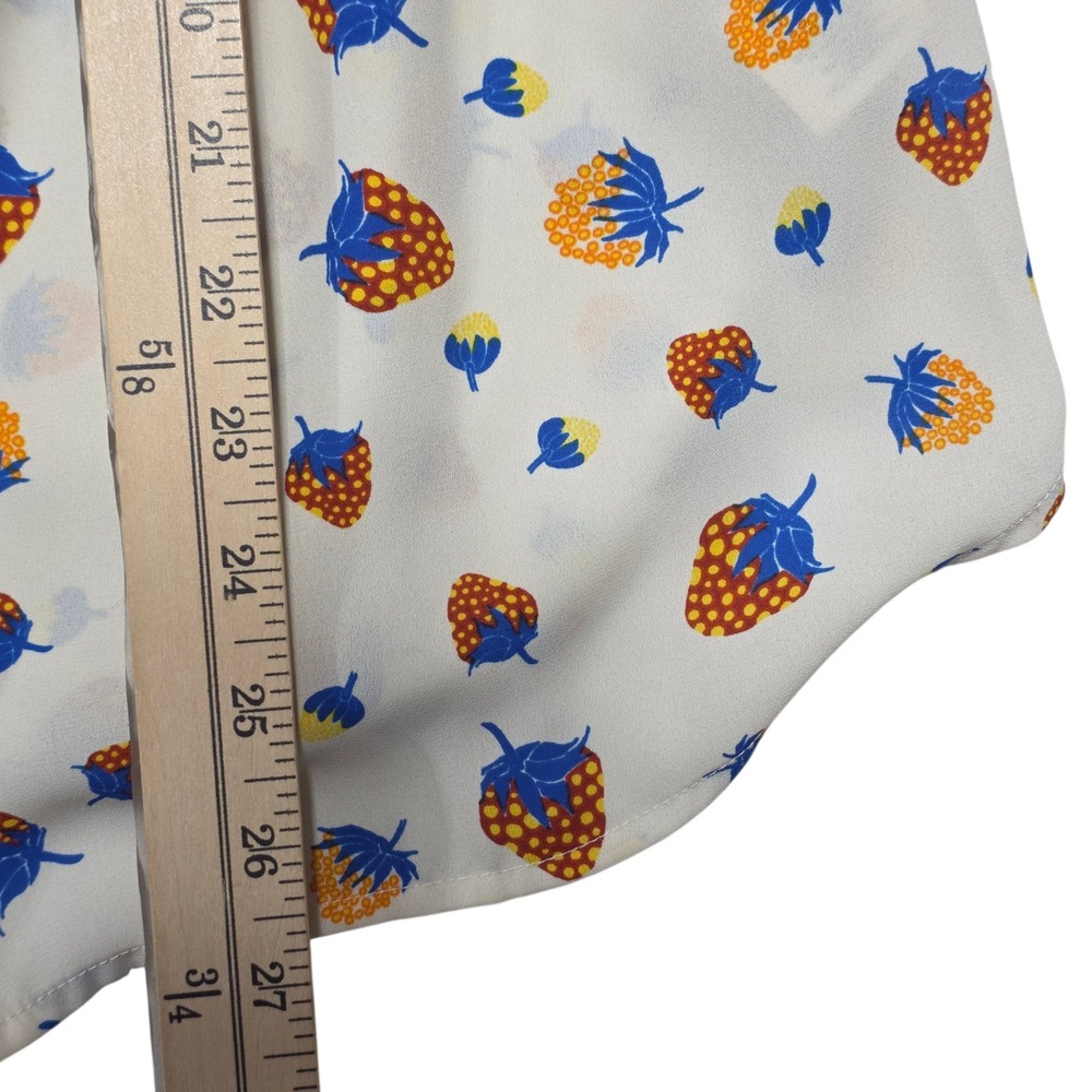 Maeve Anthropologie Pineapple Strawberry Sleeveless Pleated V Neck Blouse Size 8 - Picture 4 of 8